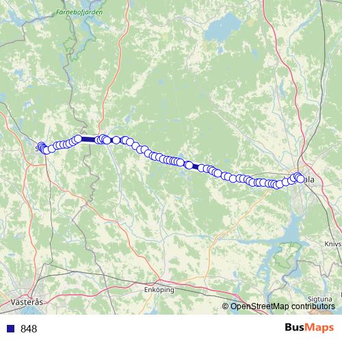 848 bus Line Map