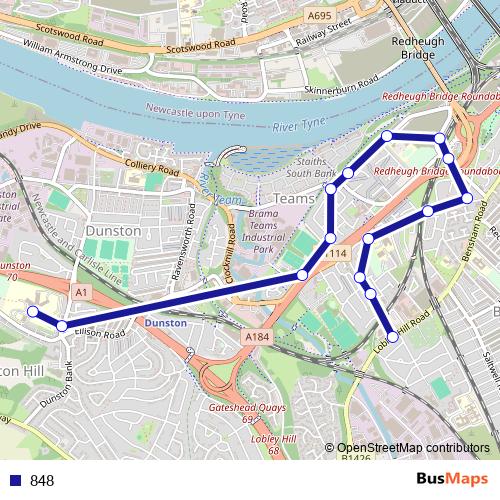 848 bus Line Map