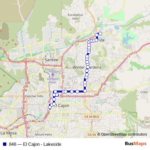 848 bus Line Map