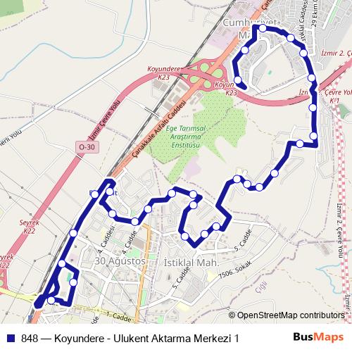 848 bus Line Map