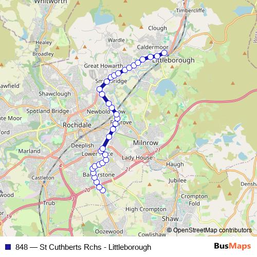848 bus Line Map