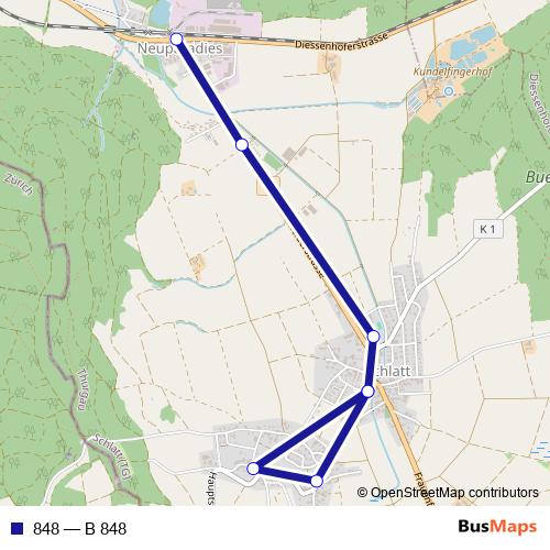 848 bus Line Map