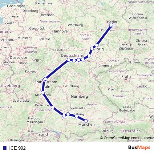 ICE 992 rail Line Map