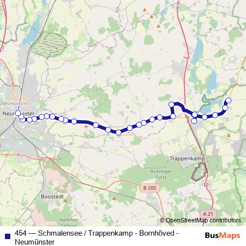 454 bus Line Map