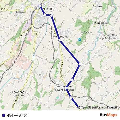 454 bus Line Map