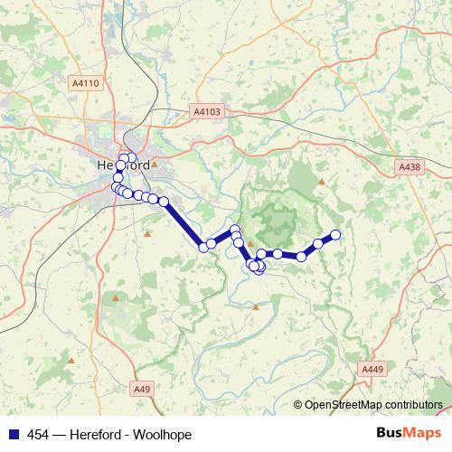 454 bus Line Map