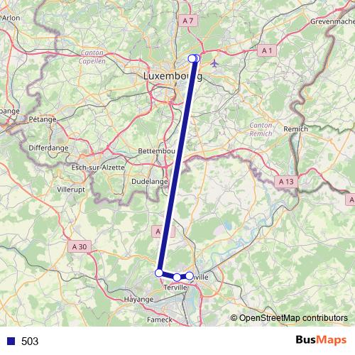 503 bus Line Map