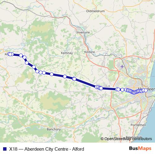 X18 bus Line Map