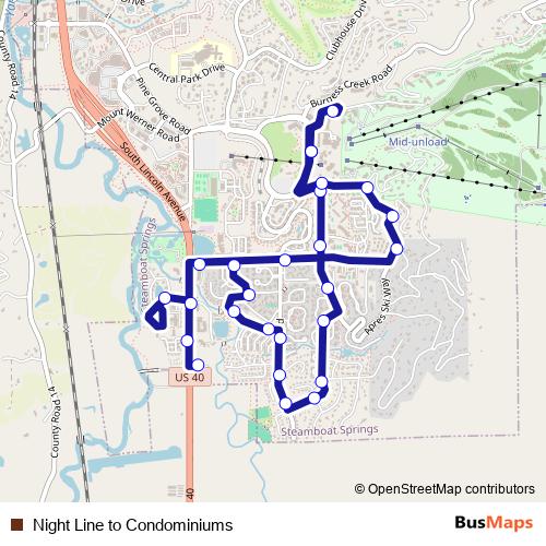 Night Line to Condominiums bus Line Map