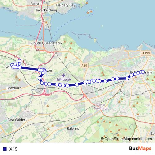 X19 bus Line Map