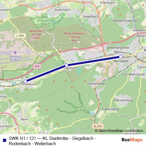 SWK N1 / 121 bus Line Map