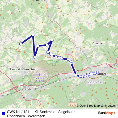 SWK N1 / 121 bus Line Map