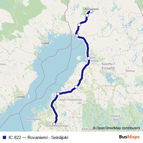 IC 822 rail Line Map