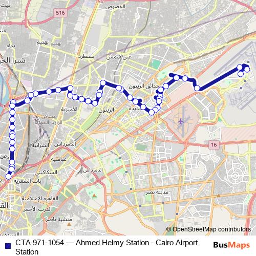 CTA 971-1054 bus Line Map