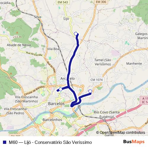 M60 bus Line Map