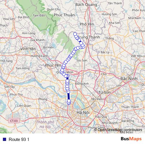 Route 93 1 bus Line Map