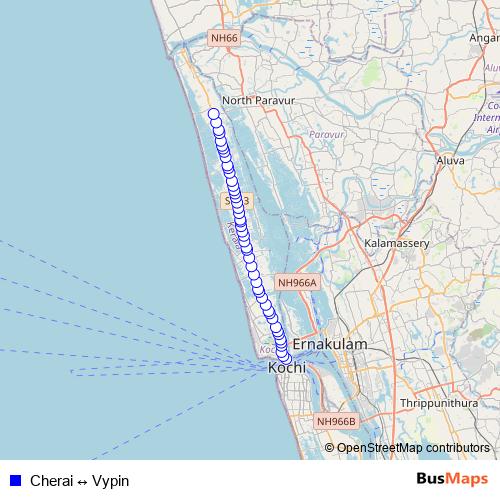 Cherai ↔ Vypin bus Line Map