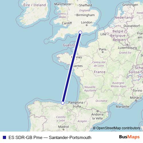 ES SDR-GB Pme ferry Line Map