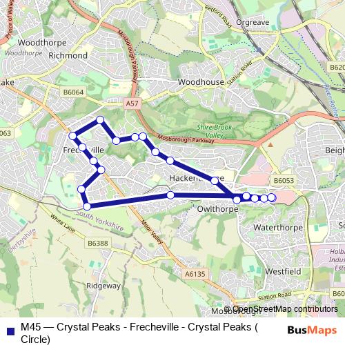 M45 bus Line Map