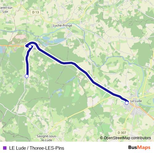 LE Lude / Thoree-LES-Pins bus Line Map