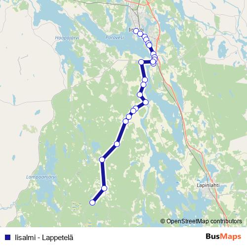 Iisalmi - Lappetelä bus Line Map