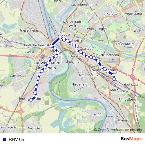 RNV 6a tram Line Map