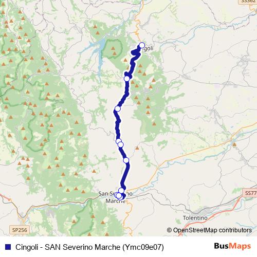 Cingoli - SAN Severino Marche (Ymc09e07) bus Line Map