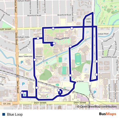 Blue Loop bus Line Map