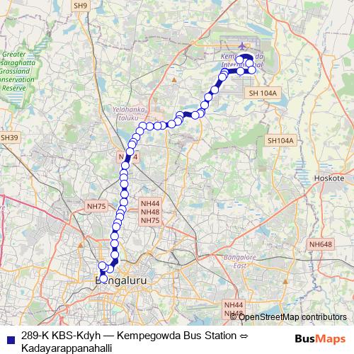 289-K KBS-Kdyh bus Line Map