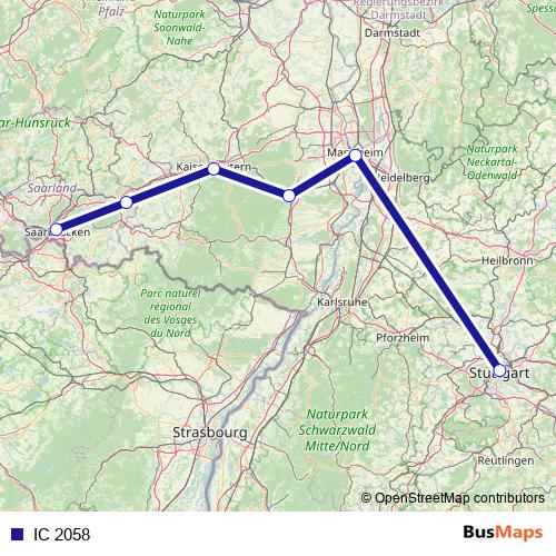 IC 2058 rail Line Map