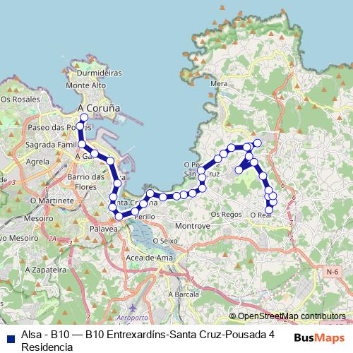 Alsa - B10 bus Line Map