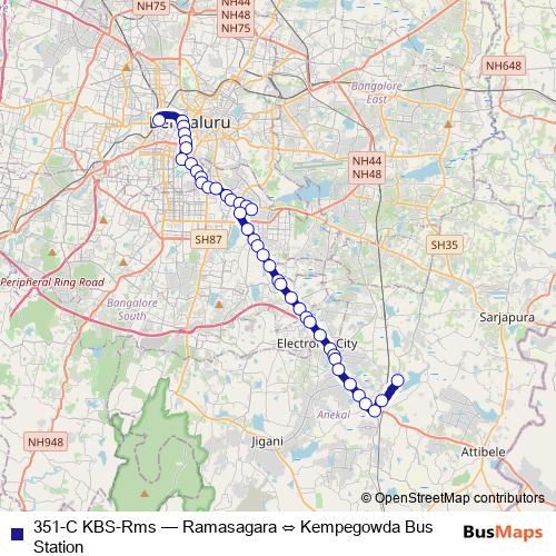 351-C KBS-Rms bus Line Map