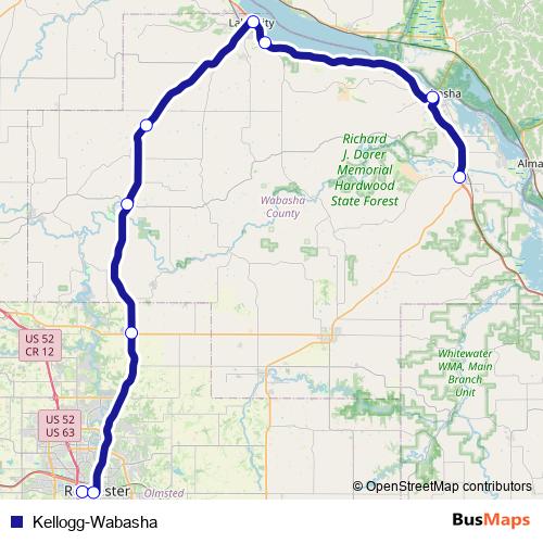 Kellogg-Wabasha bus Line Map