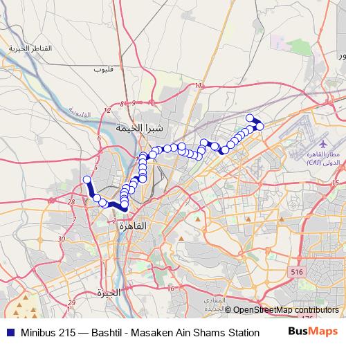 Minibus 215 bus Line Map