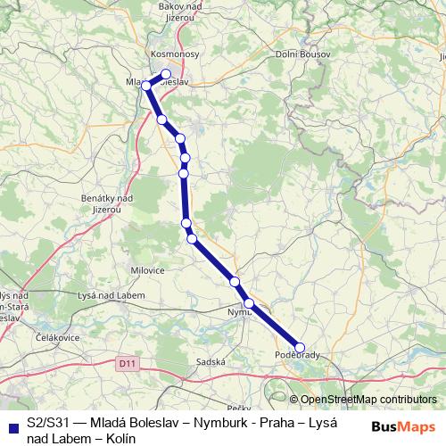 S2/S31 rail Line Map