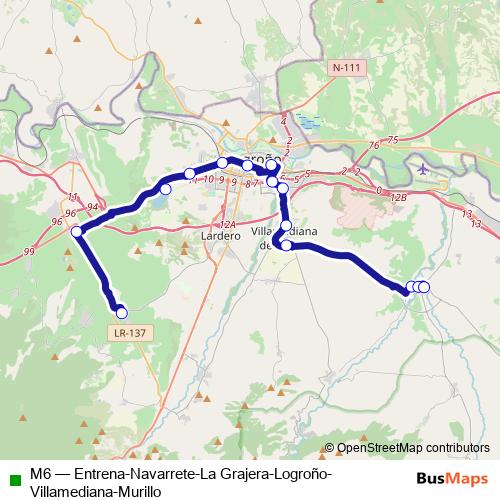 M6 bus Line Map