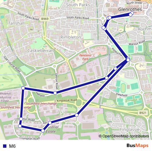 M6 bus Line Map