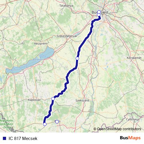 IC 817 Mecsek rail Line Map