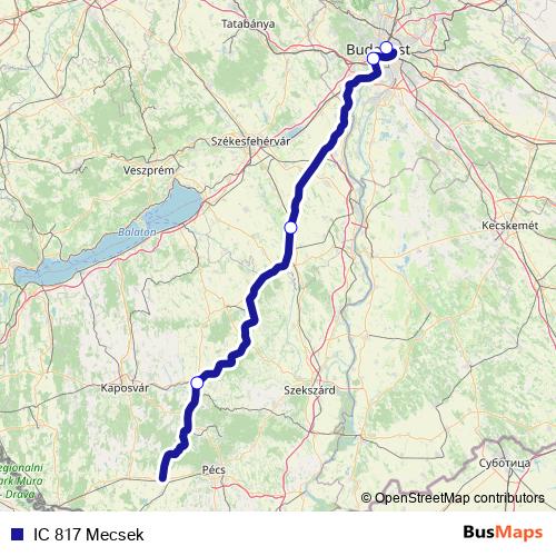 IC 817 Mecsek rail Line Map