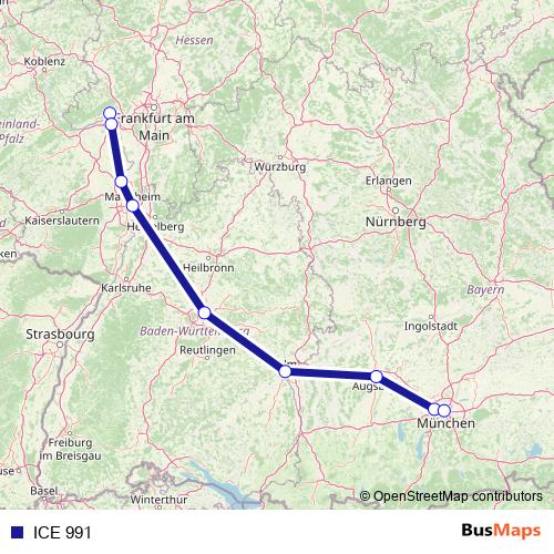ICE 991 rail Line Map