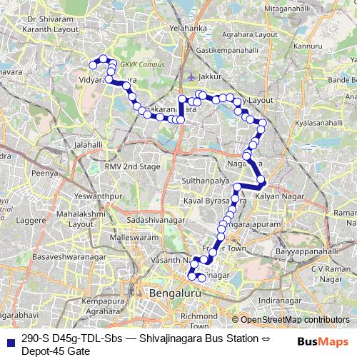 290-S D45g-TDL-Sbs bus Line Map