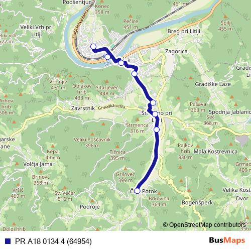 PR A18 0134 4 (64954) bus Line Map