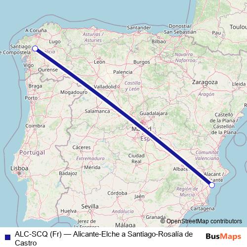 ALC-SCQ (Fr) air Line Map