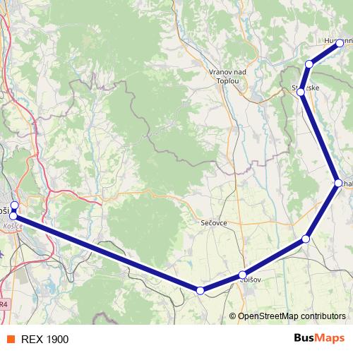 REX 1900 rail Line Map