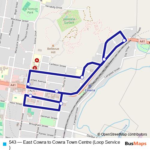 543 bus Line Map