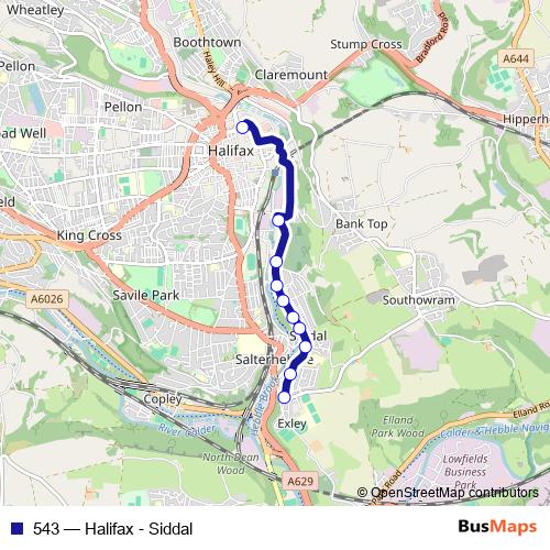 543 bus Line Map