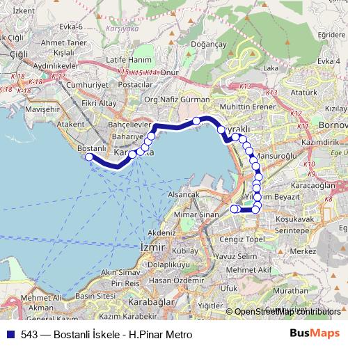 543 bus Line Map