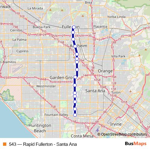 543 bus Line Map