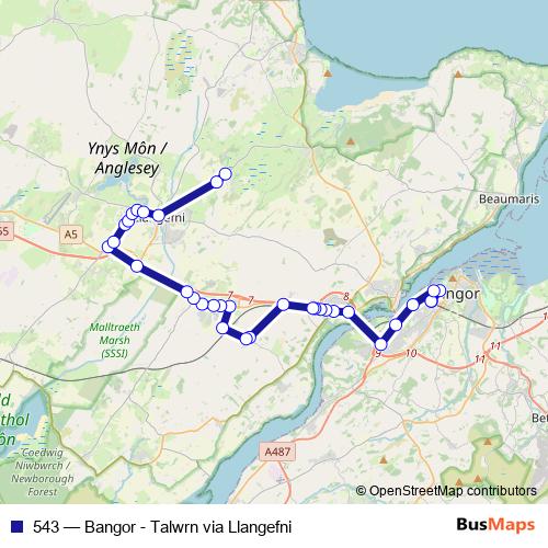 543 bus Line Map