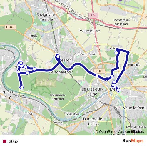 3652 bus Line Map